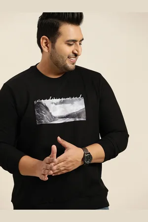 Sztori Men Plus Size Black Printed Sweatshirt