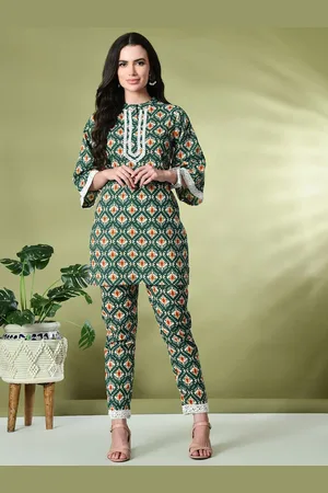 Kalini Printed Mandarin Pure Cotton Tunic & Trouser