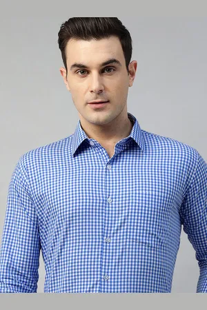 HANCOCK Men Slim Fit Gingham Checks Opaque Checked Formal Shirt