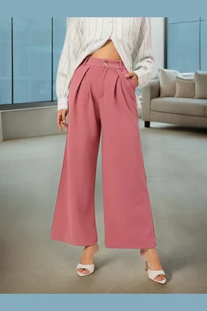 DressBerry Women Power Play High-Rise Pleated Flared Formal Trousers