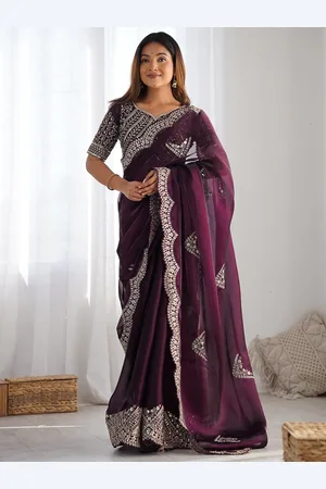 Satrani Embellished Sequinned Organza Saree