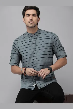 Roadster The Life Co. Horizontal Striped Pure Cotton Casual Shirt