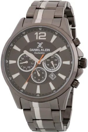 Daniel Klein Men Silver-Toned Printed Dial & Gunmetal Toned Analogue Watch - DK.1.12839-2