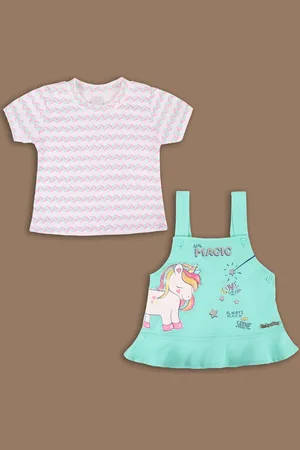 Wish Karo Girls Striped Top and Dungaree