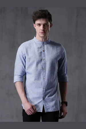 WROGN Men Blue & White Slim Fit Striped Casual Shirt