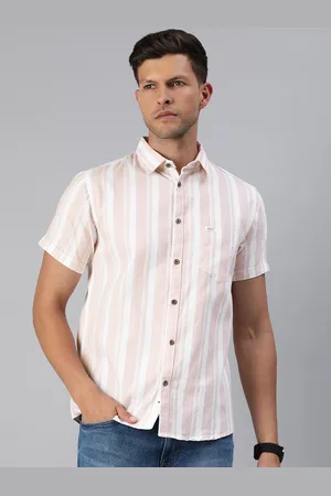 Majestic Men Classic Slim Fit Opaque Striped Cotton Casual Shirt