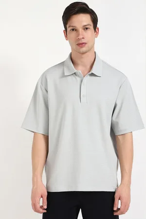 Calvin Klein Men Self Design Polo Collar Cotton Oversized T-shirt
