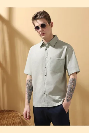 Dennis Lingo Men Relaxed Fit Spread Collar Self Design Cotton Casual Shirt