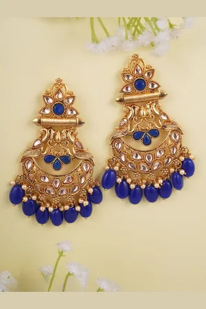 Adwitiya Collection Gold Plated Artificial Beads Beaded Contemporary Shaped Drop Earrings