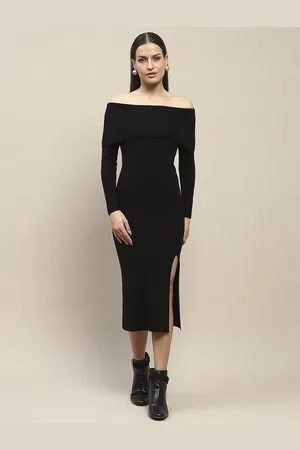 MADAME Women Off-Shoulder Bodycon Midi Dress
