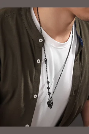 Police Men Skull Crown Pendants With Chains