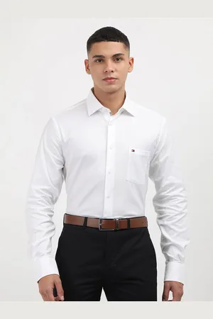 Tommy Hilfiger Men Cutaway Collar Solid Cotton Formal Shirt