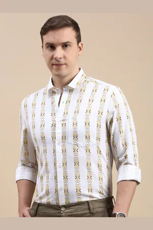 Classic Polo Slim Fit Abstract Printed Cotton Linen Casual Shirt