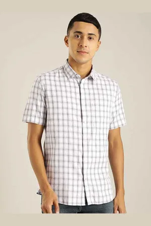 Indian Terrain Men Slim Fit Windowpane Checks Opaque Checked Casual Shirt
