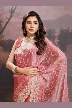 House of Pataudi Women Pastels Embroidered Saree