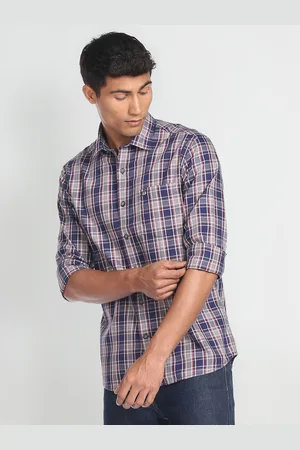 Arrow Pure Cotton Manhattan Slim Fit Opaque Checked Casual Shirt