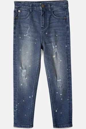 Angel & Rocket Boys Blue Comfort Mildly Distressed Heavy Fade Stretchable Cotton Jeans