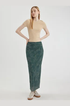 DeFacto Abstract Printed Straight Maxi Skirts