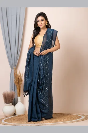 HOUSE OF ARLI Embellished Sequinned Saree with Tassels