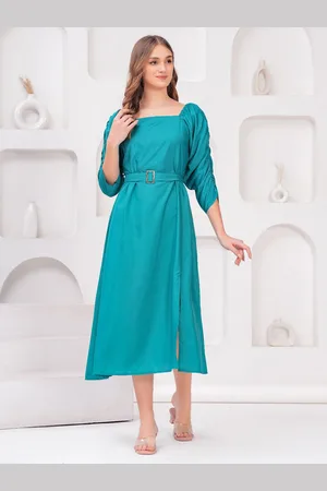 JC4U Women Square Neck Fit & Flare Midi Dress