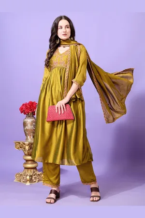 Kalini Women Ethnic Motifs Embroidered Regular Kurta with Palazzos & With Dupatta
