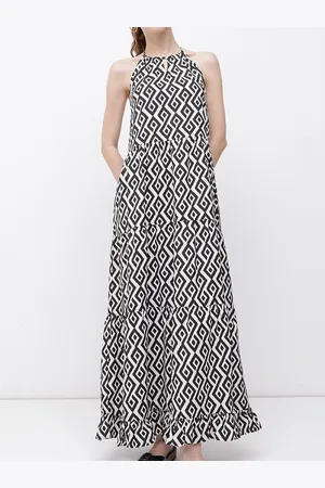 DressBerry Op Art Illusion Printed Tiered A-Line Dress