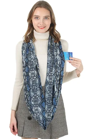 JC Collection Women Blue & Black Printed Scarf