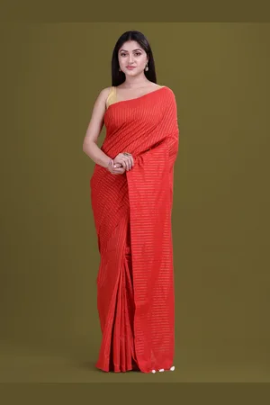 HOUSE OF ARLI Striped Woven Design Zari Cotton Silk Saree