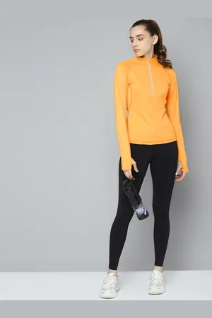 Fitkin Women Yellow High Neck Training T-shirt
