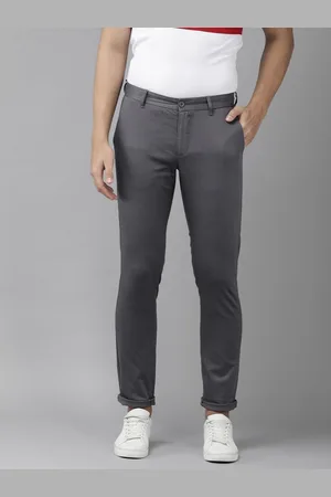 U.S. Polo Assn. U S Polo Assn Men Grey Slim Fit Solid Corduroy Trousers