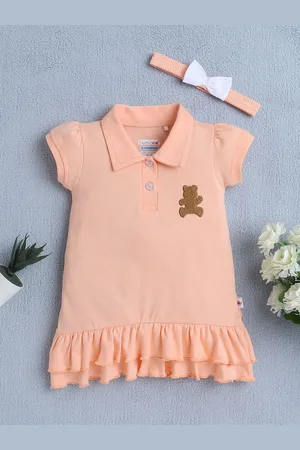 BUMZEE Girls Animal Embroidered Drop-Waist Dress