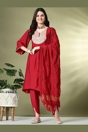 Kalini Women Embroidered Regular Kurta with Dhoti Pants & With Dupatta