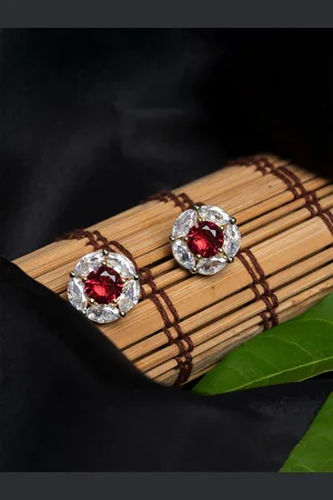 HOUSE OF ARLI Gold-Plated Circular Studs Earrings