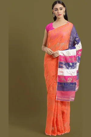 HOUSE OF ARLI Paisley Woven Design Pure Cotton Jamdani Saree
