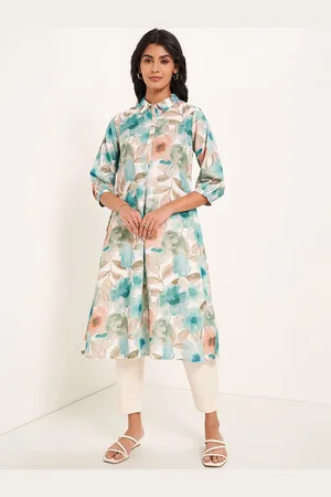 Pantaloons Floral Printed Shirt Collar A-Line Kurta