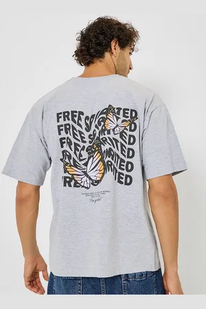 Styli Grey Graphic Printed Oversized Pure Cotton T-shirt