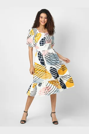Campus Women Multicoloured Crepe A-Line Dress
