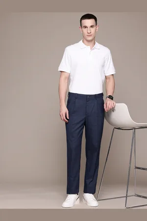 Nautica Men Flex Waistband Checked Classic Pleated Formal Trousers
