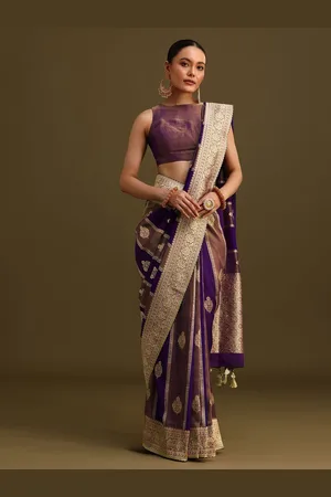 KALKI Fashion Floral Printed Woven Design Zari Saree