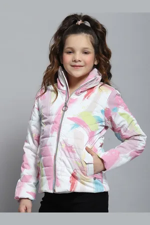 Monte Carlo Girls Mock Collar Abstract Printed Casual Lightweight Padded Jacket
