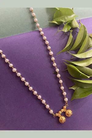 Digital Dress Room Gold-Plated Pearl Beaded Minimal Two Vati Necklace