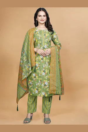 DIVASTRI Women Floral Printed Regular Pure Cotton Kurta with Trousers & With Dupatta