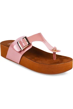 THE WHITE POLE Buckle Detail Open Toe Flatform Heels