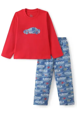 FUNKRAFTS Boys Printed Round Neck Pure Cotton T-shirt with Pyjamas