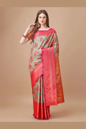 JustFashion Ethnic Motifs Woven Design Zari Kanjeevaram Saree