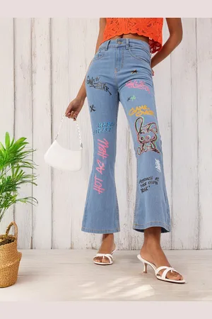 DressBerry Women Urban Softness Printed Bootcut Stretchable Jeans