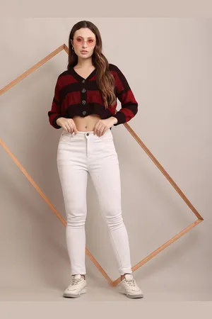 NoBarr Women Striped V-Neck Cardigan High-Low Sweater