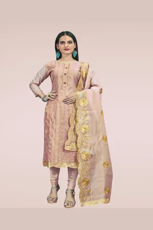 HERE&NOW Floral Embroidered Sequinned Unstitched Dress Material