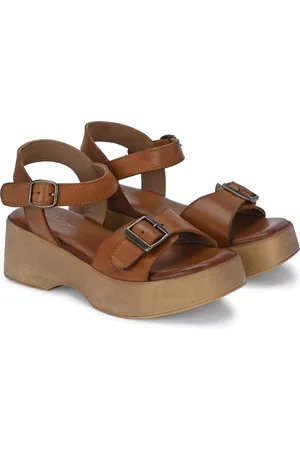 Delize Striped Leather Wedge Sandals