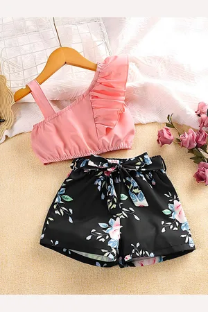 BAESD Solid Girls Top with Skirt